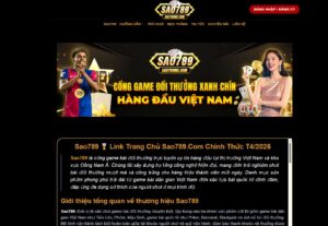 Hình ảnh trang chủ Sao789 với giao diện sang trọng, mang phong cách ngôi sao đẳng cấp